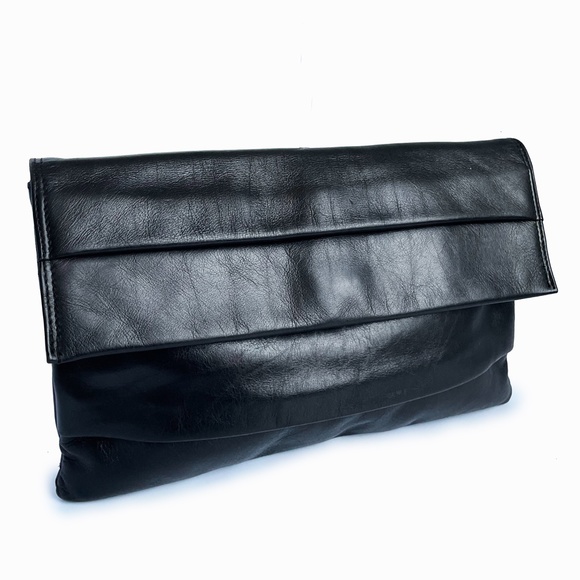 Vintage Handbags - Vintage Clutch Bag Black Leather for Dayton's